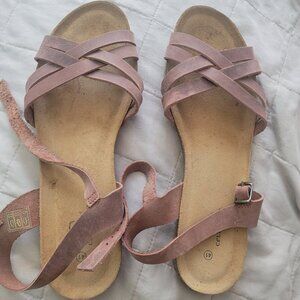 Multistrap Open Toe Flat Sandal Celtic & Co - Rust Leather